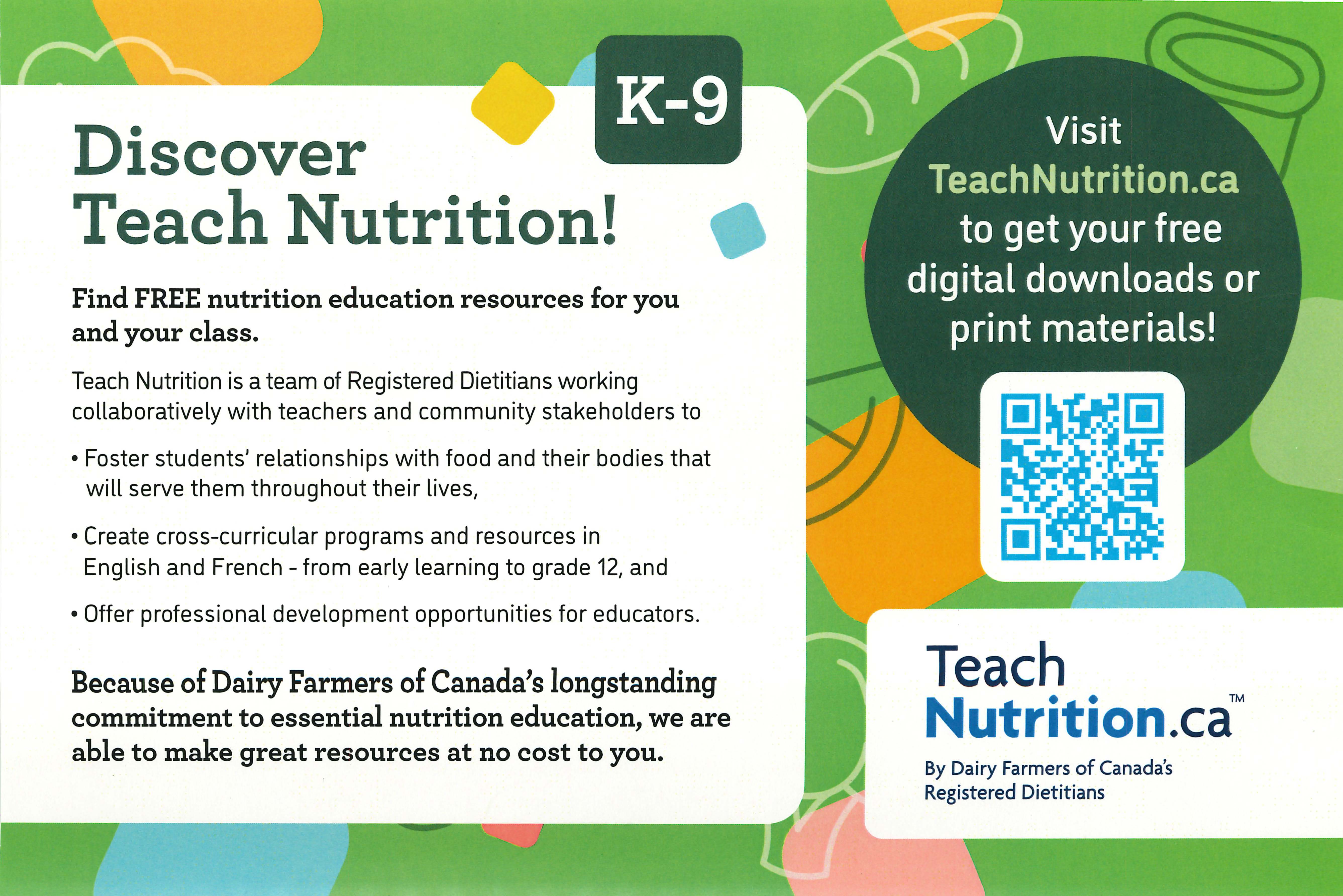 FREE nutrition education resources at TeachNutrition.ca